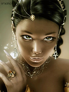 Гиф анимация Красивая темнокожая девушка с украшениями, автор Orsana