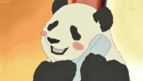 Анимация Панда разговаривает по телефону, гифка Панда разговаривает по телефону