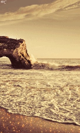 Анимация Морской залив у скалы, автор ВК