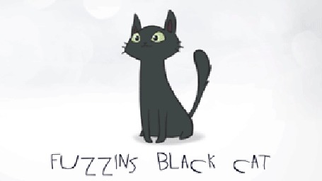 Анимация Прикольный черный котик (Fuzzing black cat)