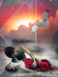 Анимация Пара на море, гифка Пара на море