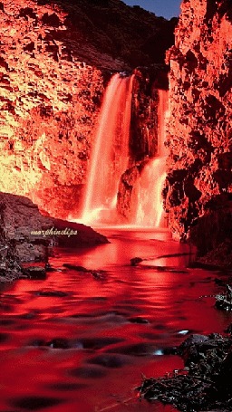 Анимация Огненный водопад из скал, by morthinclips