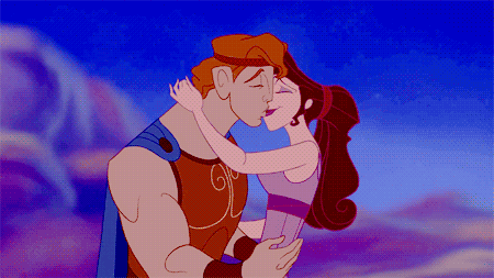 Анимация Геркулес и Мег целуются, из мультфильма Геркулес / Hercules, гифка Геркулес и Мег целуются, из мультфильма Геркулес / Hercules