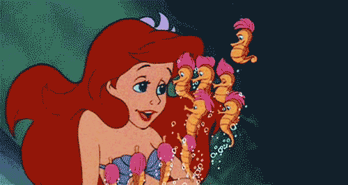 Анимация Ариэль / Ariel с морскими коньками, из мультфильма Русалочка / The Little Mermaid, гифка Ариэль / Ariel с морскими коньками, из мультфильма Русалочка / The Little Mermaid