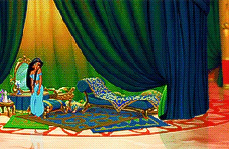 Анимация Жасмин / Jasmine поет и кружится по комнате, мультфильм Алладин / Aladdin,