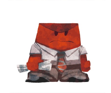 Анимация Гнев / Anger злится и воспламеняется, арт к мультфильму Головоломка / Inside Out