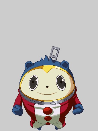 Анимация Из костюма Кумады Тедди / Kumada Teddie вылез Кинтоки Додзи / Kintoki Doji в образе человека из аниме Персона 4: Золотое издание / Persona 4 The Golden Animation