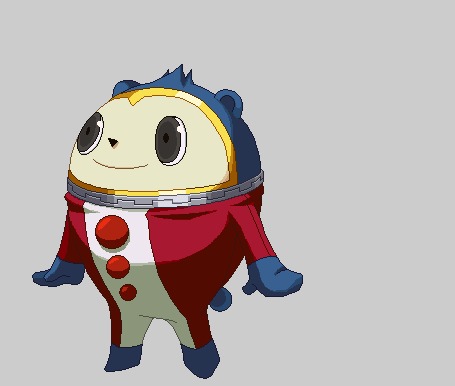Анимация Из костюма Кумады Тедди / Kumada Teddie вылез Кинтоки Додзи / Kintoki Doji в образе человека из аниме Персона 4: Золотое издание / Persona 4 The Golden Animation