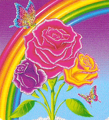 Анимация Розовая, красная и фиолетовая розы с летающими бабочками над ними, гифка Розовая, красная и фиолетовая розы с летающими бабочками над ними