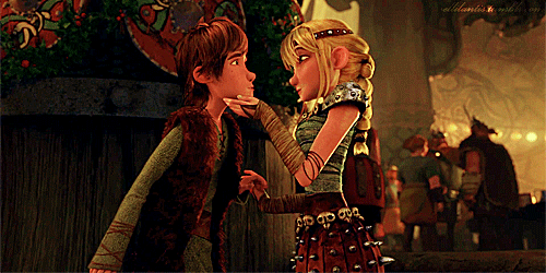 Анимация Астрид целует Иккинга, мультфильм Как приручить дракона / How Train Your Dragon, гифка Астрид целует Иккинга, мультфильм Как приручить дракона / How Train Your Dragon