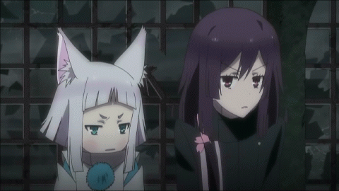 Анимация Кон / Kon и Нацумэ Цучимикадо / Natsume Tsuchimikado из аниме Токийские вороны / Tokyo Ravens, гифка Кон / Kon и Нацумэ Цучимикадо / Natsume Tsuchimikado из аниме Токийские вороны / Tokyo Ravens