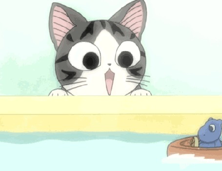 Анимация Котенок Чии играет, пуская в ванне игрушечную лодочку, аниме Chis Sweet Home / Милый дом Чи