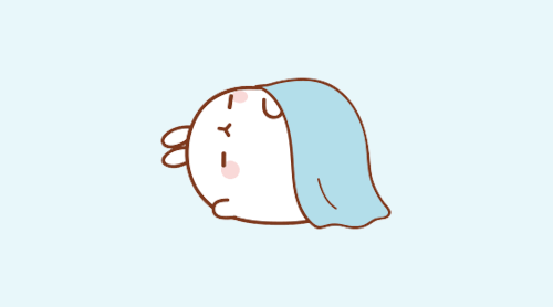Анимация Molang rabbit / Кролик Моланг засыпает и укрывается одеялом, гифка Molang rabbit / Кролик Моланг засыпает и укрывается одеялом