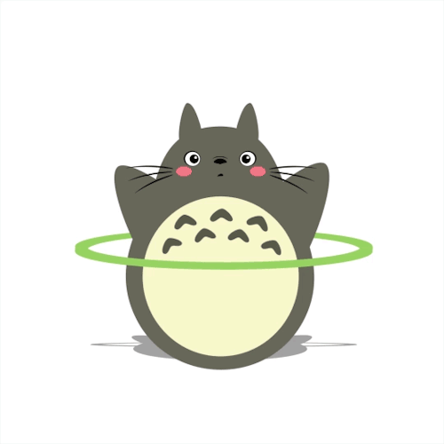 Анимация Totoro / Тоторо из аниме Tonari no Totoro / Мой сосед Тоторо, крутит обруч, гифка Totoro / Тоторо из аниме Tonari no Totoro / Мой сосед Тоторо, крутит обруч