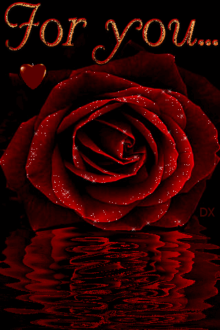 Анимация Красная роза у воды.(Для тебя. For you), гифка Красная роза у воды.(Для тебя. For you)