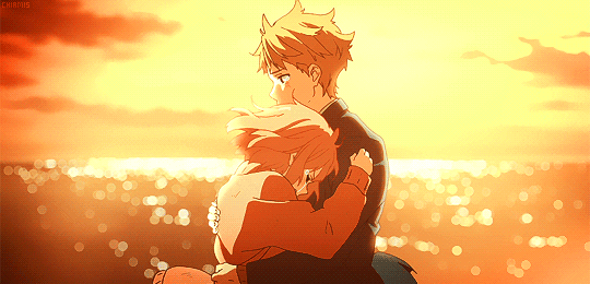 Анимация Акихито и Мирай, аниме За гранью, Kyoukai no Kanata, гифка Акихито и Мирай, аниме За гранью, Kyoukai no Kanata