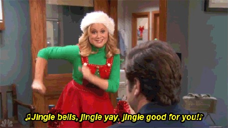 Анимация Лесли поет рождественскую песенку (Jingle bells, Jingle yay, jingle good for you), кинофильм Парки и зоны отдыха / Parks and Recreation