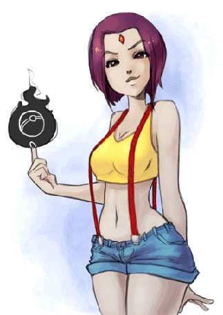 Анимация Рейвен / Raven держит шар пальцем из мультсериала Юные Титаны / Teen Titans