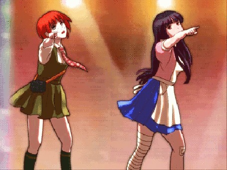 Анимация Танцующие Махиру Коизуми / Mahiru Koizumi и Микан Цумики / Mikan Tsumiki из манги Супер Данганронпа 2: Удача, надежда и отчаяние Комаэды Нагито / Super Danganronpa 2: Chou Koukou-kyuu no Kouun to Kibou to Zetsubou