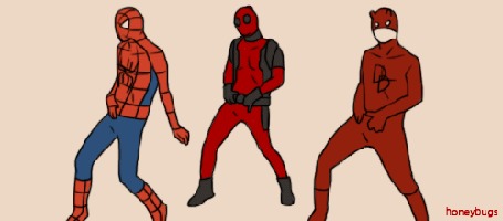 Анимация Танец Spider-Man, Deadpool & Daredevil / Человека-паука, Дедпула и Сорвиголовы (Honeybugs)