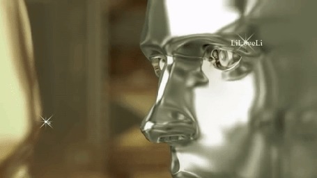 Анимация Золотая женщина гладит золотой рукой серебряного мужчину, by LiLoveLi
