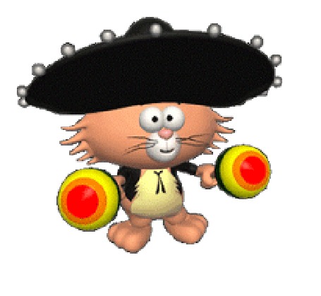 Анимация Кот играет на маракасах