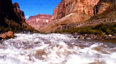 Анимация Река Колорадо / Colorado River, протекающая по территории Большого каньона / Великий каньон / Гранд-Каньон / Grand Canyon
