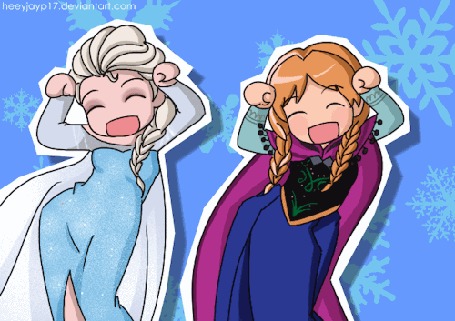 Анимация Anna / Анна и Elsa / Эльза весело танцуют, арт на мультфильм Frozen / Холодное сердце, by heeyjayp17