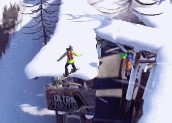 Анимация Красивый прыжок на сноуборде над парашютом, из игры Steep, гифка Красивый прыжок на сноуборде над парашютом, из игры Steep