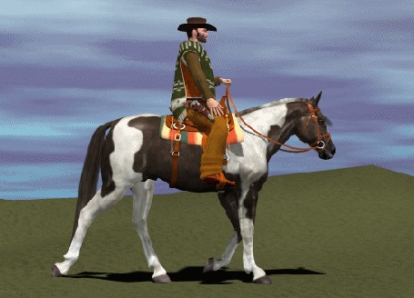 Анимация Мужчина-ковбой едет на лошади