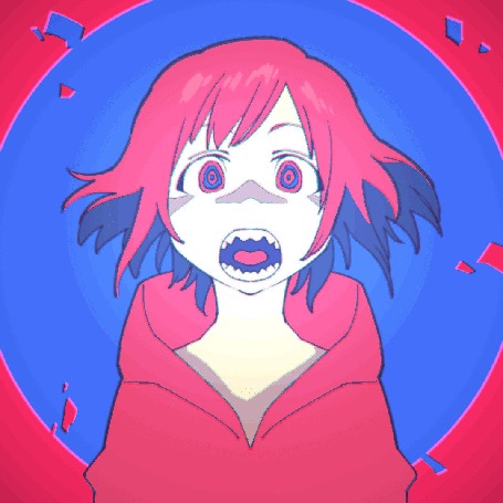 Анимация Девушка кричит на цветном фоне, art by &;&;&; &;&;&;