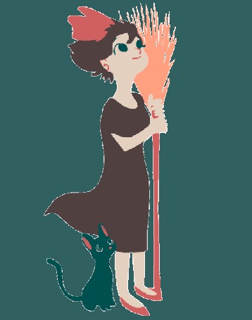 Анимация Kiki / Кики и котенок Jiji / Джиджи из аниме Kikis Delivery Service / Служба доставки Кики / Ведьмина служба доставки