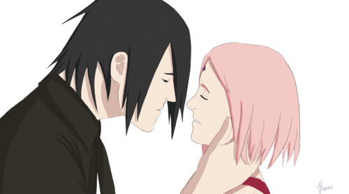 Анимация Саске Учиха / Sasuke Uchiha целуется с Сакура Харуно / Sakura Naruto из аниме Наруто / Naruto, гифка Саске Учиха / Sasuke Uchiha целуется с Сакура Харуно / Sakura Naruto из аниме Наруто / Naruto