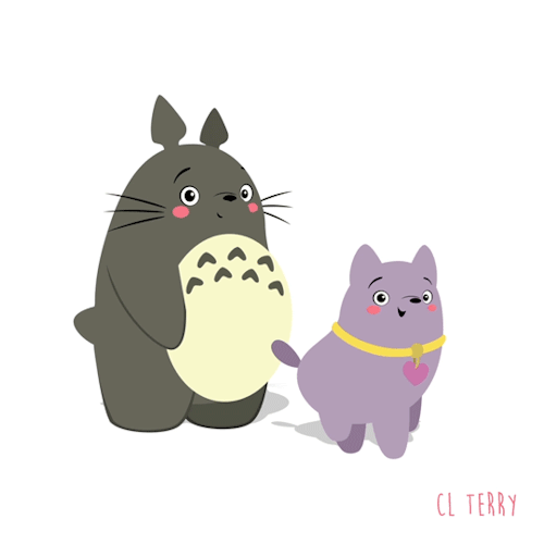 Анимация Totoro / Тоторо из аниме Tonari no Totoro / Мой сосед Тоторо с собачкой, by CL Terry, гифка Totoro / Тоторо из аниме Tonari no Totoro / Мой сосед Тоторо с собачкой, by CL Terry