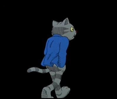 Анимация Серый кот в голубом пиджаке, by Ralph Bakshi, гифка Серый кот в голубом пиджаке, by Ralph Bakshi
