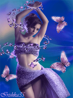 Анимация Танцующая девушка на фоне бабочек, обвитая гирляндой из переливающихся бабочек, гифка Танцующая девушка на фоне бабочек, обвитая гирляндой из переливающихся бабочек