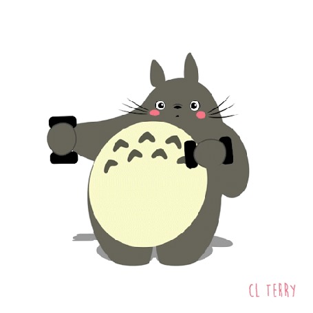 Анимация Totoro / Тоторо из аниме Tonari no Totoro / Мой сосед Тоторо, by CL Terry, упражнение с гантелями