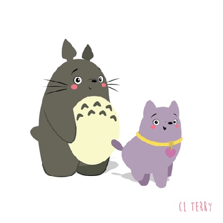Анимация Totoro / Тоторо из аниме Tonari no Totoro / Мой сосед Тоторо с собачкой, by CL Terry