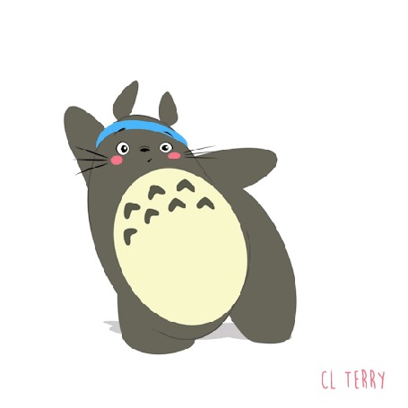 Анимация Totoro / Тоторо из аниме Tonari no Totoro / Мой сосед Тоторо очень энергично танцует и пузо подпрыгивает, by CL Terry