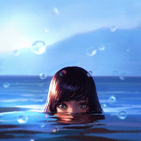 Анимация Процесс рисования девушки в воде, by Кувшинов Илья