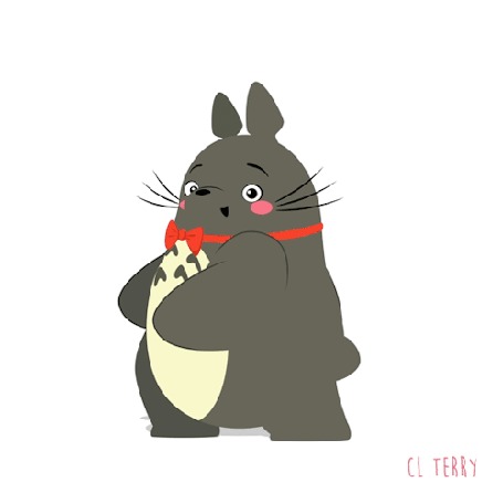 Анимация Totoro / Тоторо из аниме Tonari no Totoro / Мой сосед Тоторо танцует в красной бабочке, by CL Terry