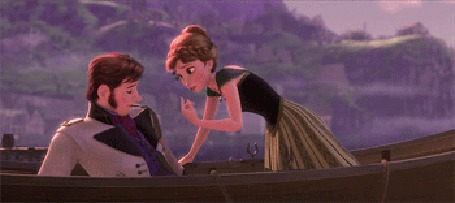 Анимация Принцесса Анна и Кристоф в лодке, мультфильм Холодное сердце / Frozen (2013)