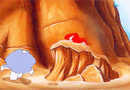 Анимация Ариэль убегает от собаки, мультфильм The Little Mermaid / Русалочка