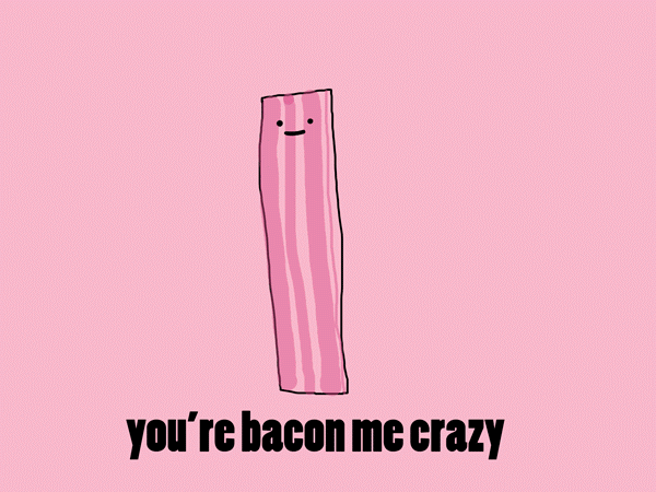 Анимация Танцующий бекон на розовом фоне (you re bacon me crazy), гифка Танцующий бекон на розовом фоне (you re bacon me crazy)
