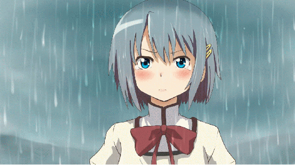 Анимация Персонаж Miki Sayaka под дождем, by gaku, гифка Персонаж Miki Sayaka под дождем, by gaku
