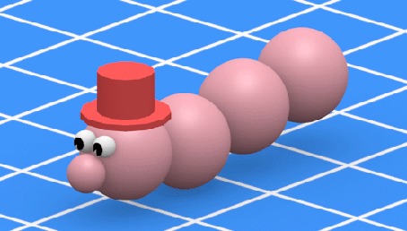 Анимация Смешная игрушечная гусеница в шляпе