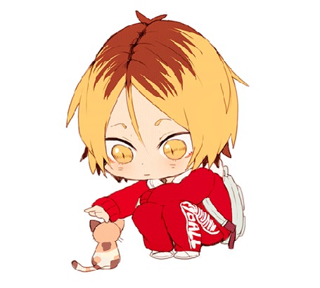 Анимация Кэнма Козумэ / Kenma Kozume гладит котенка из аниме Волейбол! / Haikyuu!