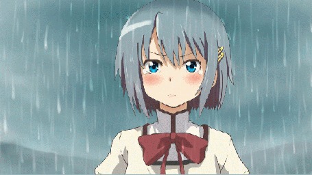 Анимация Персонаж Miki Sayaka под дождем, by gaku