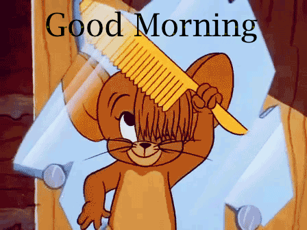 Анимация Мышонок Джерри из мультсериала Том и Джерри / Tom and Jerry причесывается перед зеркалом (good morning / доброе утро), гифка Мышонок Джерри из мультсериала Том и Джерри / Tom and Jerry причесывается перед зеркалом (good morning / доброе утро)