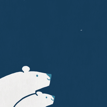 Анимация Белая медведица с медвежонком, гифка